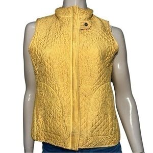 Kiko Women’s Size M Muted Yellow 100% Silk Quilted Full Zip Up Vest